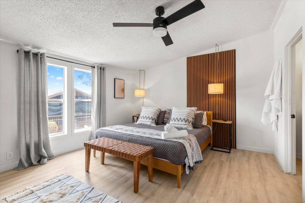 Bedroom at Starlight Horizon cabins in Canyon Lake Texas