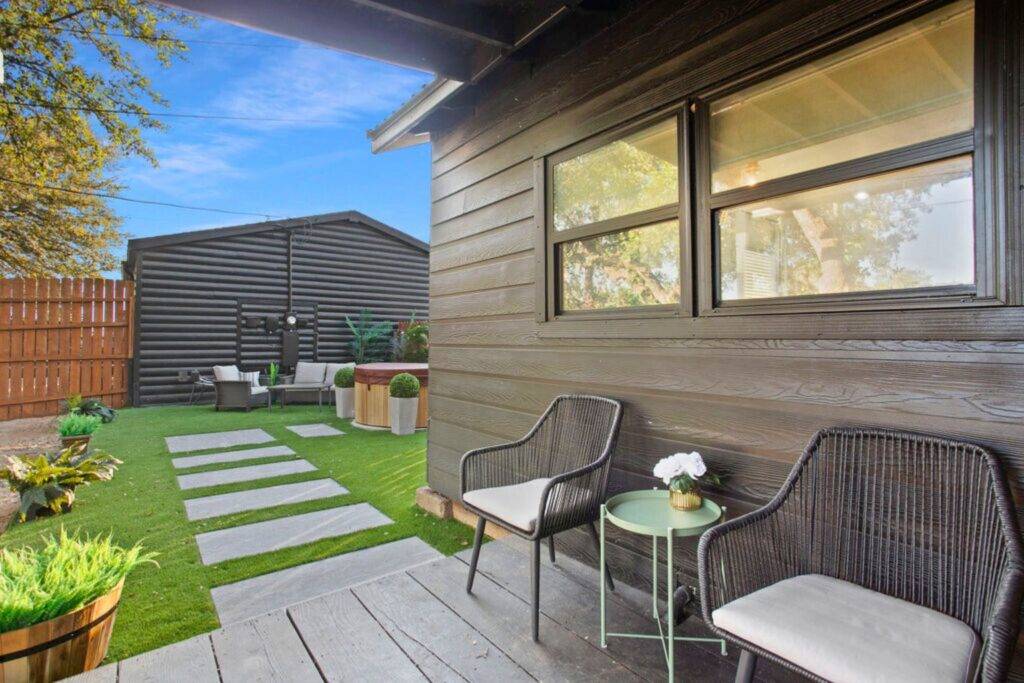 Cabin R Backyard from House