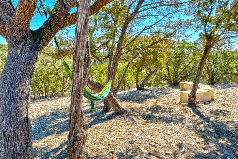 Hammock under oak trees at Starlight Horizon in Canyon Lake Texas
