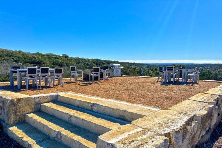Grill and Terrace Area at Starlight Horizon cabins in Canyon Lake Texas