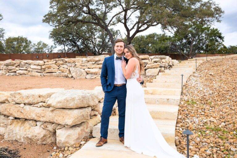 Bride and groom at Starlight Horizon wedding venue in Canyon Lake Texas