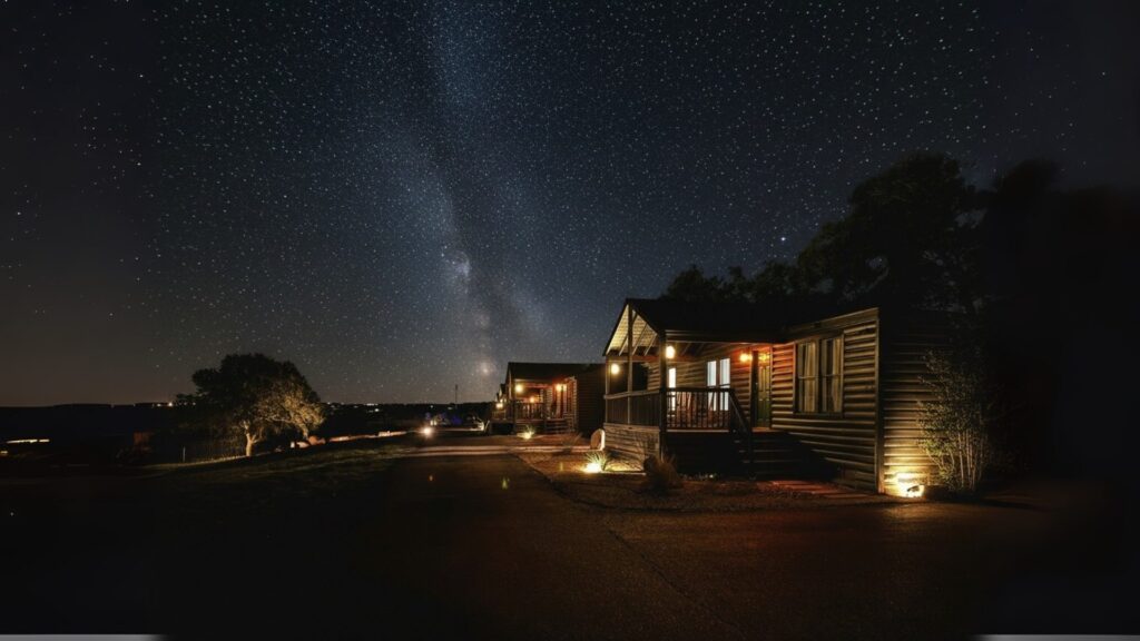 Night Sky at Starlight Horizon, a boutique cabin resort near Canyon Lake, Texas