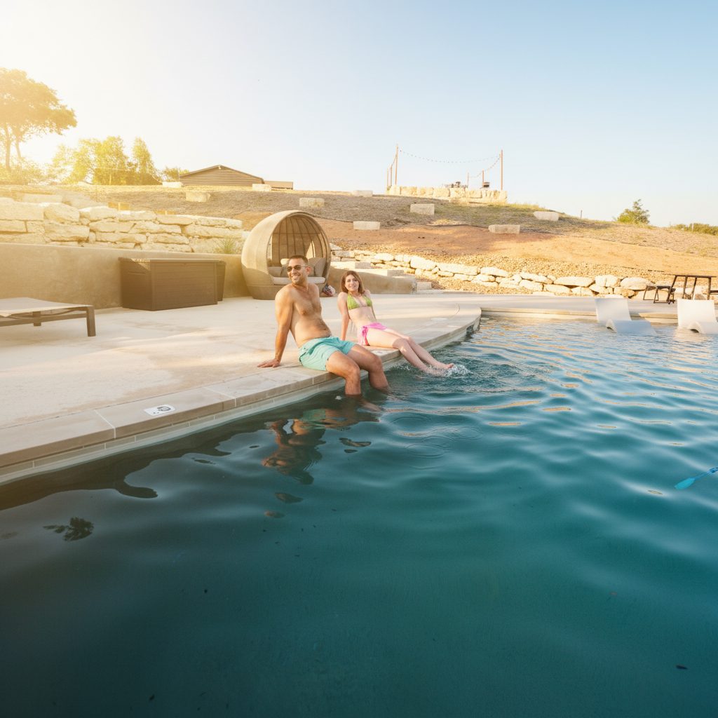 Pool at Starlight Horizon, a boutique cabin resort near Canyon Lake, Texas