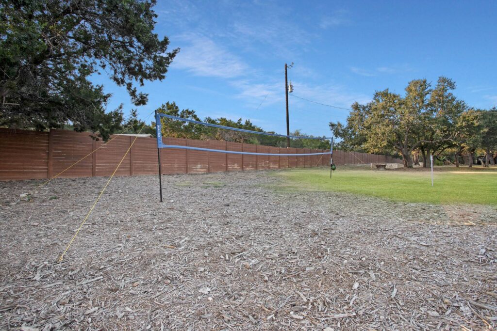 Lawn Volleyball Court at Starlight Horizon, a boutique cabin resort near Canyon Lake, Texas