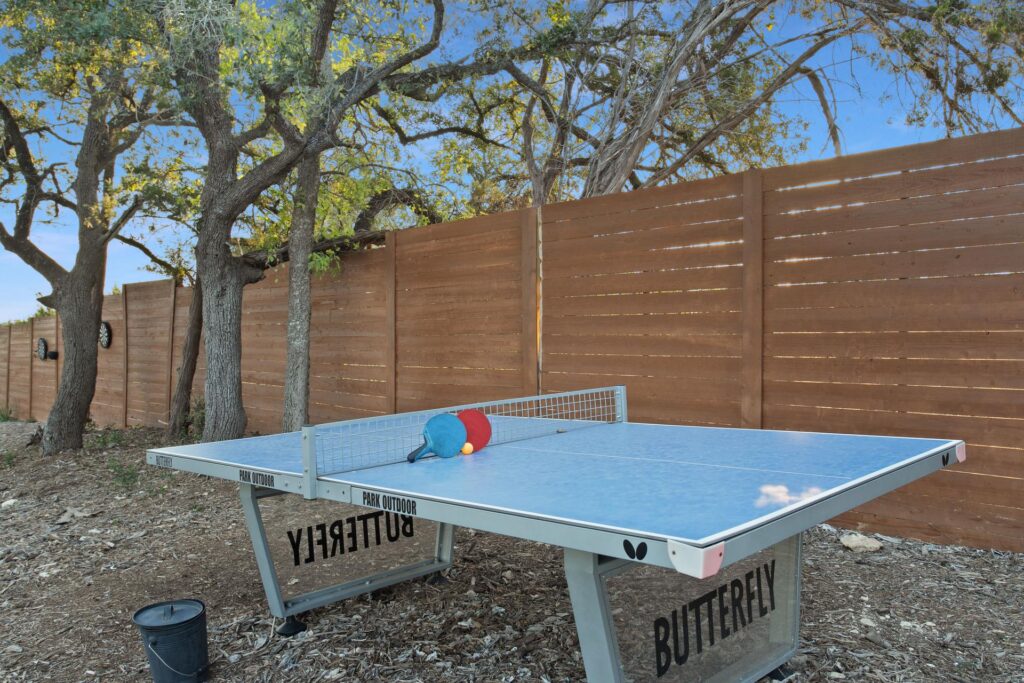 Ping Pong Table at Starlight Horizon, a boutique cabin resort near Canyon Lake, Texas