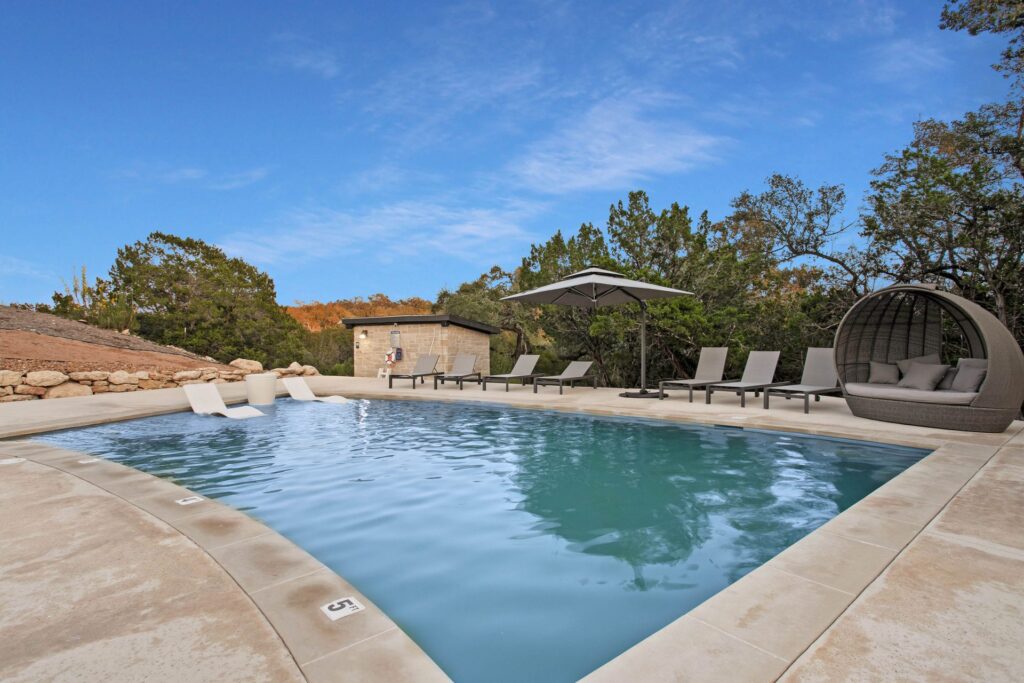 Pool at Starlight Horizon, a boutique cabin resort near Canyon Lake, Texas