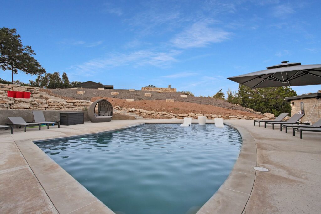 Pool at Starlight Horizon, a boutique cabin resort near Canyon Lake, Texas