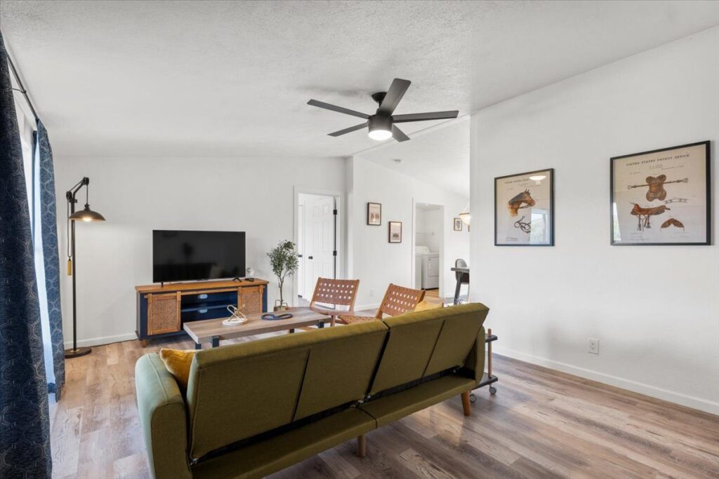 Living Room in Cabin M, a boutique cabin at Starlight Horizon near Canyon Lake, Texas