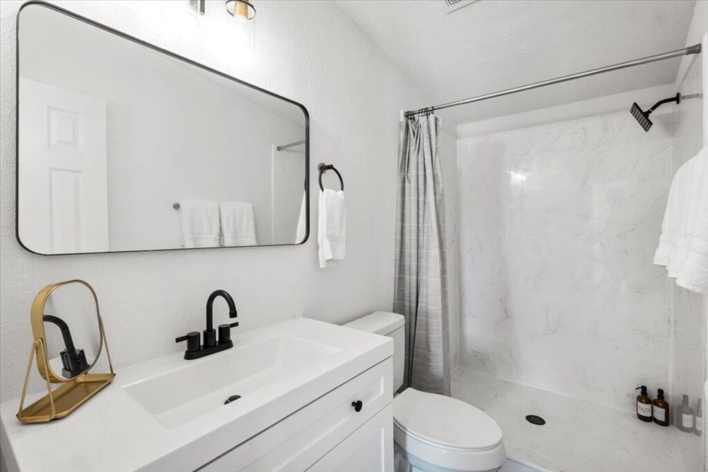 Bathroom in Cabin N, a boutique cabin at Starlight Horizon near Canyon Lake, Texas