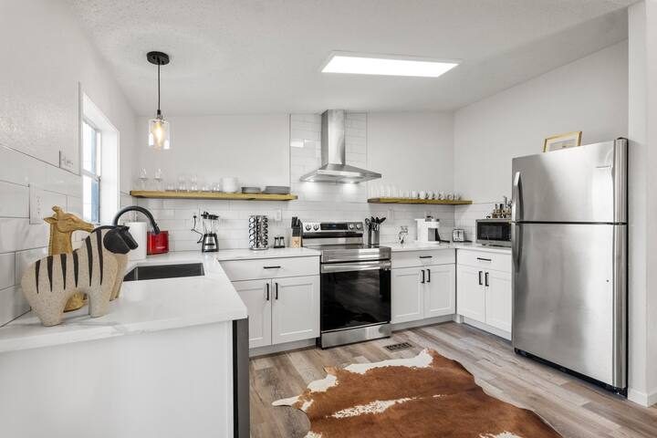Kitchen in Cabin D at Starlight Horizon near Canyon Lake, Texas