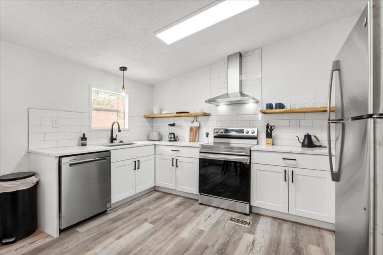 Kitchen in Cabin F at Starlight Horizon near Canyon Lake, Texas