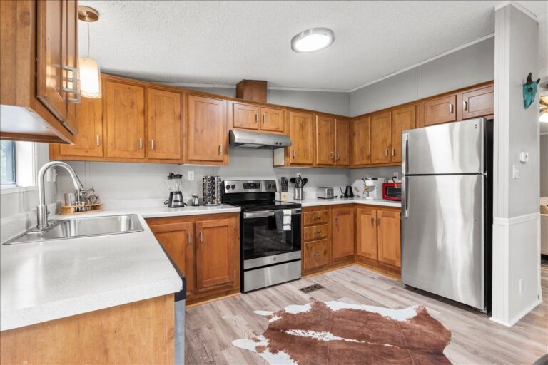 Kitchen in Cabin H at Starlight Horizon near Canyon Lake, Texas