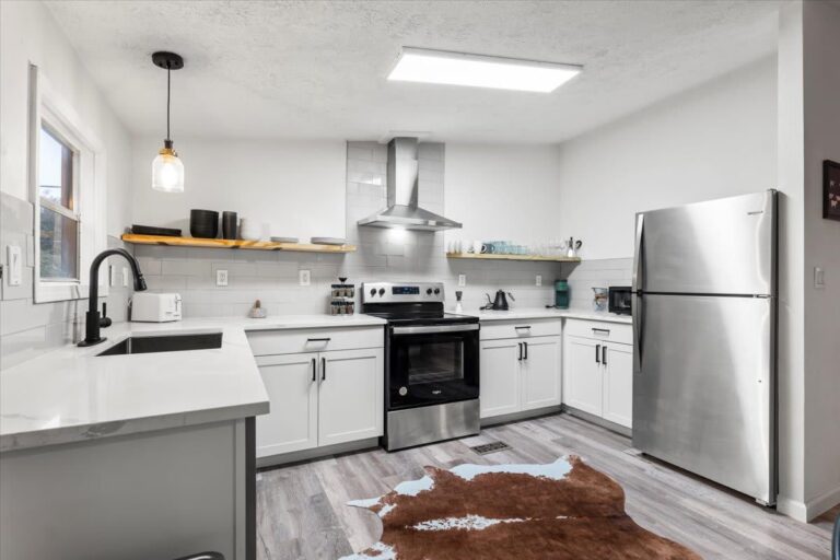 Kitchen in Cabin K at Starlight Horizon near Canyon Lake, Texas