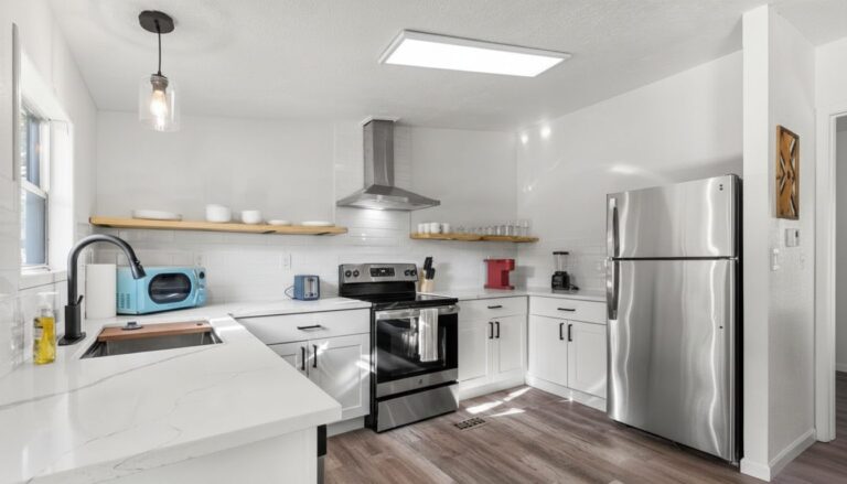 Kitchen in Cabin L at Starlight Horizon near Canyon Lake, Texas