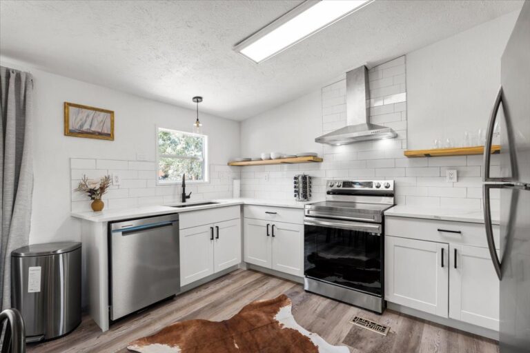 Kitchen in Cabin N at Starlight Horizon near Canyon Lake, Texas
