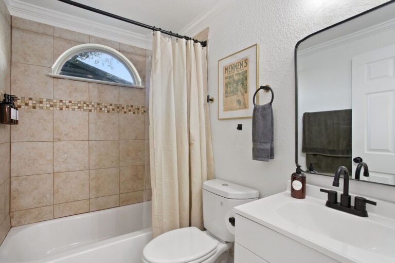 Bathroom in the Hot Tub Cabin at Starlight Horizon near Canyon Lake, Texas