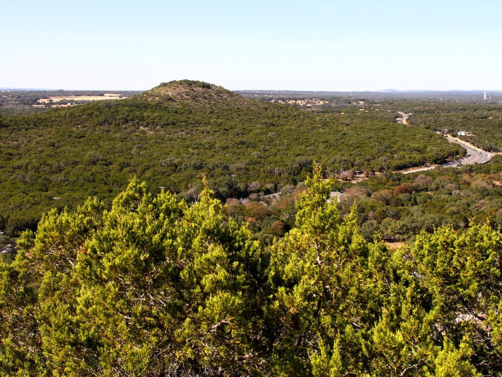 Hill Country valley view from the top of Old Baldy in Wimberley Texas