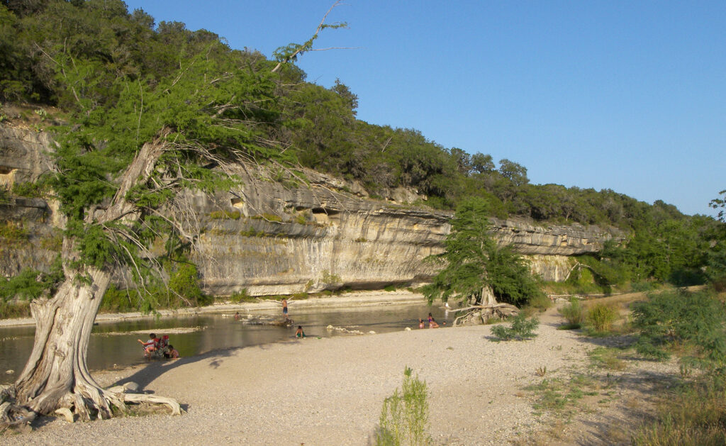 Limestone bluff overlooking the Guadalupe River at Guadalupe River State Park